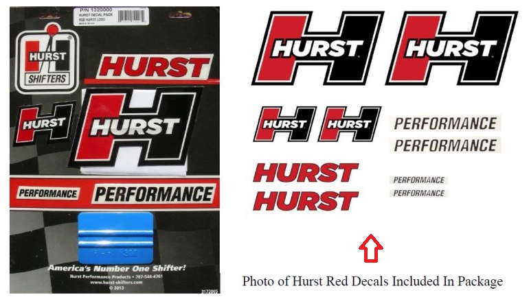 Hurst Equipped Red-Black Logo Decals - Click Image to Close